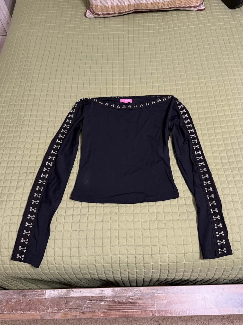 Edikted Black Long-Sleeve Embellished Women's Top